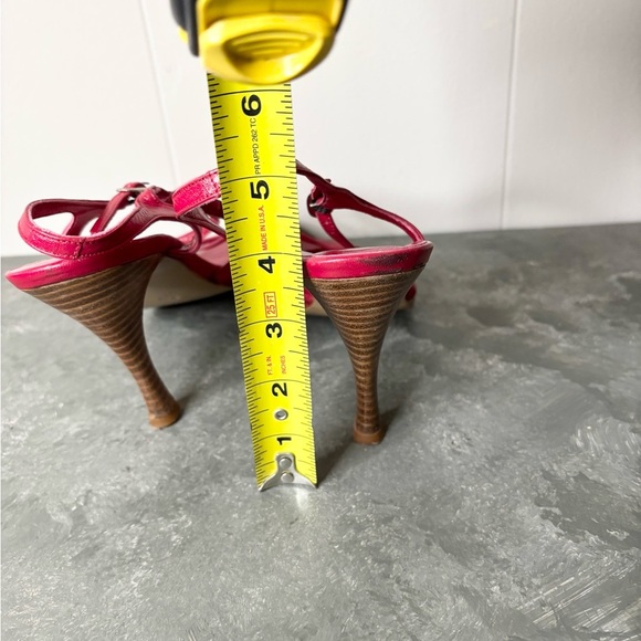 BEBE red pink leather strappy heel sandals size 9.5 - Picture 6 of 6